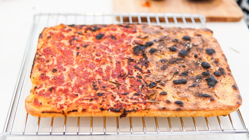 Via 313 East 6th Street signature pizza with premium toppings